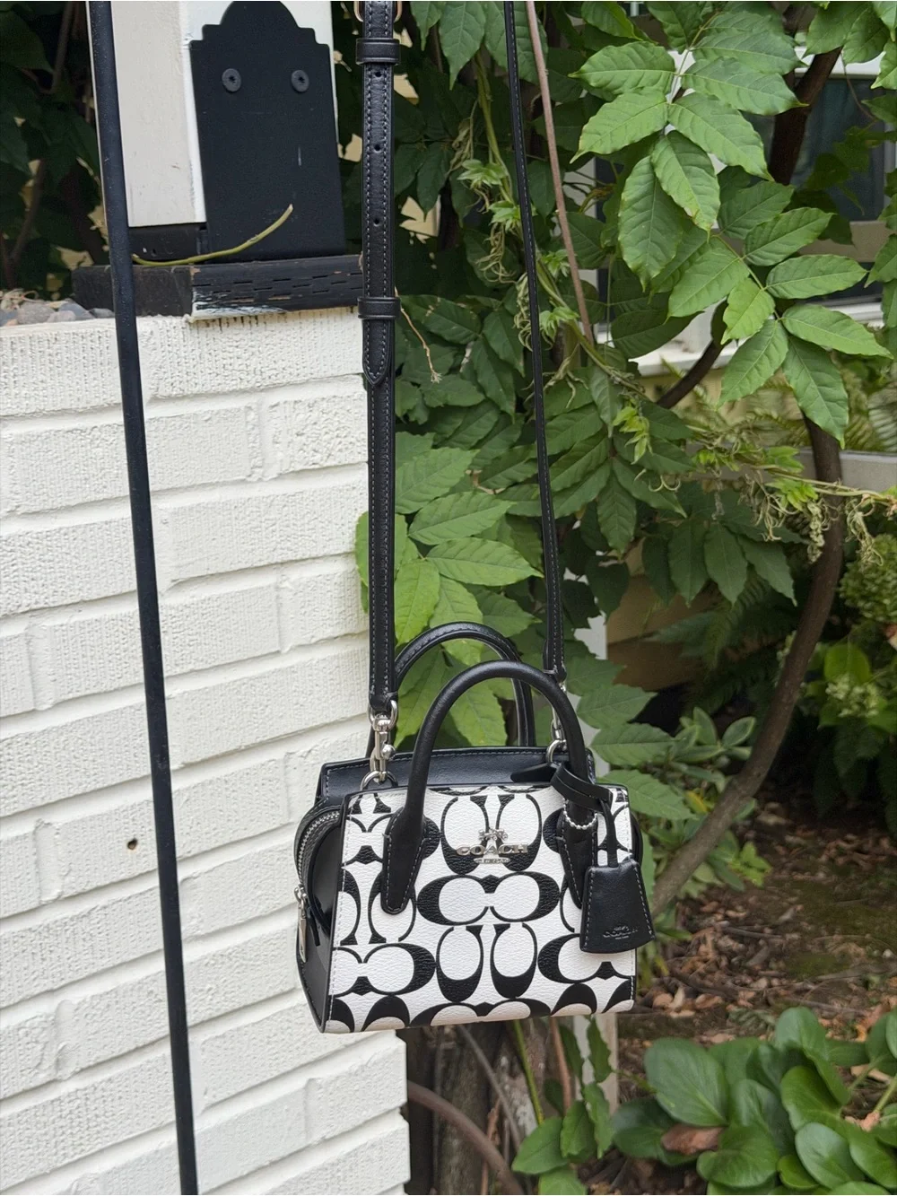 Coach Black & White Andrea Signature Canvas Mini Carryall